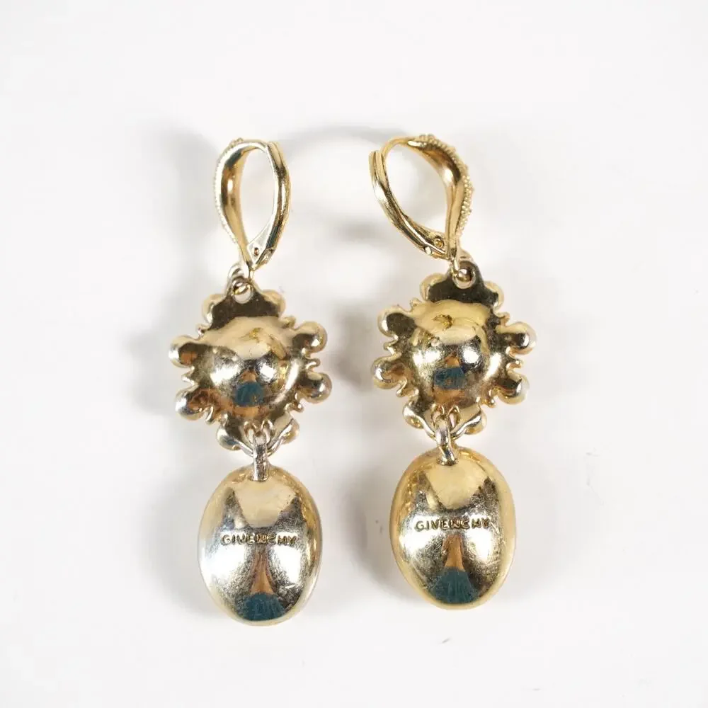 Givenchy Gold Tone Crystal Chandelier Leverback Drop Earrings Elegant Jewelry - Picture 2 of 8